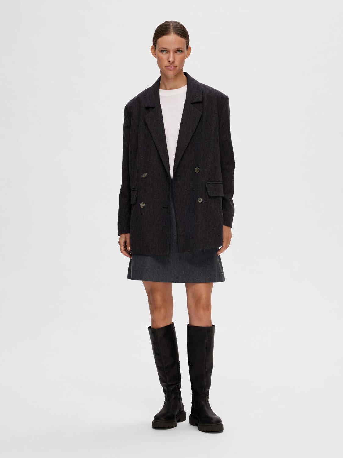 Mercy Ula kort skjørt - Grå/ Dark Grey Melange